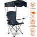 iMounTEK Portable Camping Chair Foldable Beach Canopy Chair Sun Protection 330LBS Load with Cup Holder for Outdoor Beach Travel Picnic Navy Blue