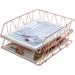 Desktop File Organizer Metal Stackable Letter Tray Paper Holder Rack 2 Pack Gold