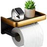 Porte Papier Toilette, Derouleur Papier Toilette Adhesif avec Tablette, 2 Méthodes de Montage