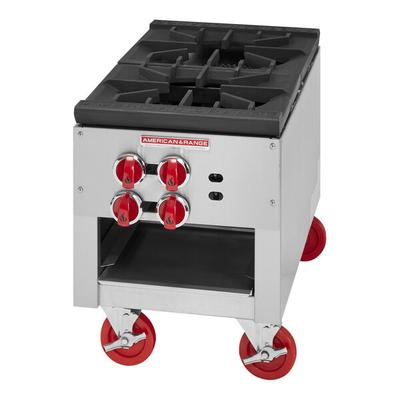 American Range ARSP-18-2 Natural Gas 2-Burner Stock Pot Stove with 3-Ring Burners - 180,000 BTU