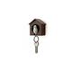 Keychain with wooden house and sparrow + key holder + whistle (Brown house + white bird)