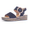 Keilsandalette GABOR, Damen, Gr. 39, blau (dunkelblau), Nubukleder, modisch, Schuhe, Sommerschuh, Sandale, Keilabsatz, mit großer Zierschnalle