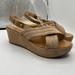 J. Crew Shoes | J Crew Marcie Platform Wedge Sling Back Tan Suede Ankle Buckle Sandals | Color: Cream/Tan | Size: 9.5