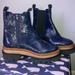 Free People Shoes | Free People Navy Blue Vance Double Tab Cracked Patent Leather Chelsea Boot 38 8 | Color: Blue | Size: 8