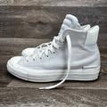 Converse Shoes | Comverse Chuck 70 Padded Collar High Anodized Metals Egret Leather Sneakers M7w9 | Color: White | Size: Unisex M7/W9