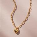 Anthropologie Jewelry | Anthropologie Puffy Heart Necklace | Color: Gold | Size: Os