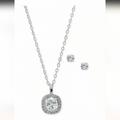 Giani Bernini Jewelry | Giani Bernini Cubic Zirconia Cushion Halo Pendant Necklace And Earrings Set | Color: Silver/White | Size: Os