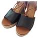 Coach Shoes | Coach Black Wedged Sandals 4"Heels Size 8.5 | Color: Black/Cream | Size: 8.5