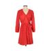 Old Navy Casual Dress - A-Line V-Neck 3/4 sleeves: Red Print Dresses - Women's Size Small