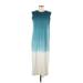 Universal Thread Casual Dress - Maxi: Teal Ombre Dresses - Women's Size Large