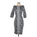 Samantha Sung Casual Dress - Sheath Square 3/4 sleeves: Gray Dresses - New - Women's Size 2