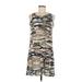 David Cline Casual Dress - Shift Scoop Neck Sleeveless: Gray Camo Dresses - Women's Size Medium