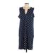 Lands' End Casual Dress - Shift V-Neck Sleeveless: Blue Print Dresses - Women's Size Large