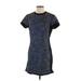 Madewell Casual Dress - Shift Crew Neck Short sleeves: Blue Color Block Dresses - Women's Size 4