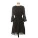 H&M Casual Dress - A-Line Crew Neck 3/4 sleeves: Black Polka Dots Dresses - Women's Size 4