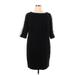 Talbots Casual Dress - Shift Crew Neck 3/4 sleeves: Black Dresses - Women's Size 16 Petite