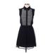 Cope Casual Dress - Mini Collared Sleeveless: Black Print Dresses - Women's Size Small