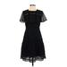 Ann Taylor Cocktail Dress: Black Jacquard Dresses - Women's Size 0