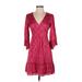 Maeve by Anthropologie Cocktail Dress - Mini V-Neck 3/4 sleeves: Burgundy Solid Dresses - Women's Size 2