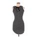 Heart & Hips Casual Dress - Mini High Neck Sleeveless: Black Stripes Dresses - Women's Size Large