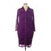 New York & Company Casual Dress - Shirtdress Collared 3/4 sleeves: Purple Solid Dresses - New - Women's Size 2X