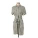 Equipment Casual Dress - Shirtdress Collared Short sleeves: Gray Dresses - Women's Size 2