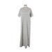 Nordstrom Casual Dress - Midi High Neck Short sleeves: Ivory Stripes Dresses - Women's Size 2X-Small