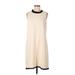 J.Crew Cocktail Dress - Mini Crew Neck Sleeveless: Ivory Solid Dresses - Women's Size 10