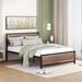 Queen Size Platform Bed, Metal and Wood Bed Frame with Headboard and Footboard, No Box Spring Needed