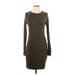 Lou & Grey Casual Dress - Sweater Dress High Neck Long sleeves: Gray Print Dresses - Women's Size Small