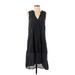 CP Shades Casual Dress V-Neck Sleeveless: Black Solid Dresses - Women's Size Small