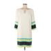 Ann Taylor Casual Dress - Shift: Ivory Color Block Dresses - Women's Size 6