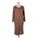 Madewell Casual Dress - Shirtdress Scoop Neck 3/4 sleeves: Brown Solid Dresses - New - Women's Size 1X