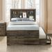 Farmhouse Twin Size Bookcase Captain Bed w/ Three Drawers and Trundle