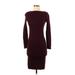Lauren by Ralph Lauren Casual Dress - Sheath: Burgundy Solid Dresses - Women's Size Small