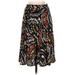 T Tahari Casual A-Line Skirt Calf Length: Black Floral Bottoms - Women's Size X-Small
