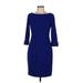 DKNY Casual Dress - Sheath: Blue Solid Dresses - Women's Size 8