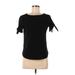 Ann Taylor Short Sleeve Blouse: Black Print Tops - Women's Size X-Small