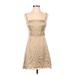Wilfred Casual Dress - A-Line Square Sleeveless: Tan Print Dresses - Women's Size 4