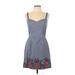 Mi ami Casual Dress - Mini Sweetheart Sleeveless: Blue Dresses - Women's Size Large