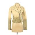 Pinko Leather Jacket: Short Yellow Print Jackets & Outerwear - Women's Size 4