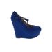 Dream Pairs Wedges: Blue Print Shoes - Women's Size 7 1/2 - Round Toe