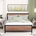 Queen Platform Bed, Metal & Wood Bed Frame with Headboard & Footboard