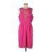 BCBGMAXAZRIA Casual Dress - Sheath Crew Neck Sleeveless: Pink Print Dresses - Women's Size 10