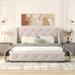 Queen Linen Fabric Platform Bed w/Wingback Tufted Headboard&4 Drawers