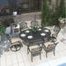 42" Patio Cast Aluminum Oval Dining Table with Umbrella Hole