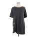 Instant Message Casual Dress - Shift Crew Neck Short sleeves: Gray Marled Dresses - Women's Size X-Large