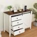 Farmhouse Sideboard Buffet Cabinet with Storage, Sliding Barn Doors and 4 Drawers, Coffee Bar Table for Dining Room, White