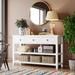 Retro Design Console Table with Two Open Shelves,Pine Solid Wood Frame and Legs