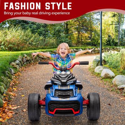 12V Kids Ride On Electric ATV High/Low Speed LED Headlights 3 Wheelers